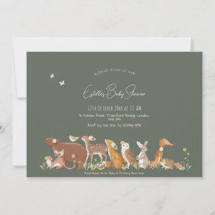 Convites Chá de fraldas de Amigos da Floresta de Animais da