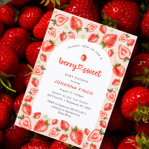 Convites Chá de fraldas de Amoras de Morango, Berry Sweet