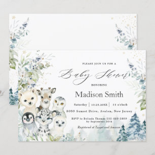 Convites Chá de fraldas de Animais Alpinos do Ártico Árt