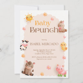 Convites Chá de fraldas De Animais Da Fazenda Baby Brunch