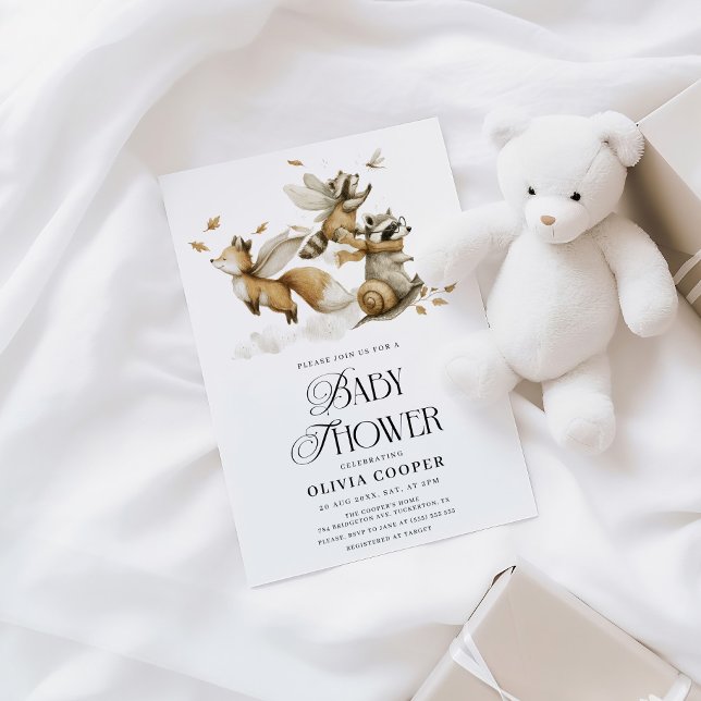 Convites Chá de fraldas de animais da floresta (Criador carregado)