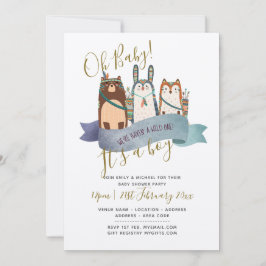 Convites Chá de fraldas de animais da floresta convida - É 