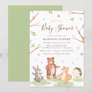Convites Chá de fraldas de animais da floresta dançante
