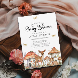 Convites Chá de fraldas de Animais da Floresta de Boho Wood