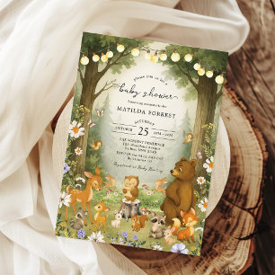 Convites Chá de fraldas De Animais Da Floresta Do Livro Da 
