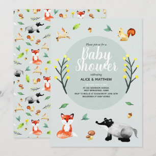 Convites Chá de fraldas de Animais da Floresta Russa