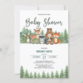 Convites Chá de fraldas de animais da floresta verde