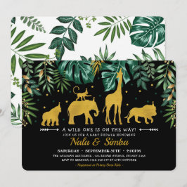 Convites Chá de fraldas de Animais da Selva Botânica Tropic