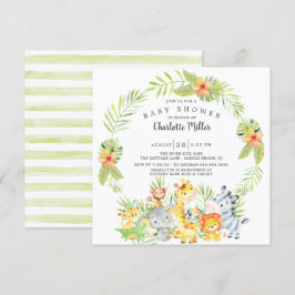 Convites Chá de fraldas De Animais Da Selva Neutra Cuta