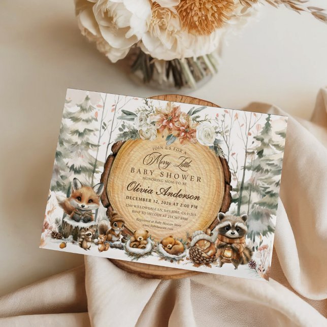 Convites Chá de fraldas de Animais da Wonderland de inverno (Criador carregado)