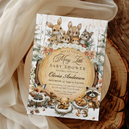 Convites Chá de fraldas de Animais da Wonderland de inverno