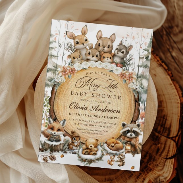 Convites Chá de fraldas de Animais da Wonderland de inverno (Criador carregado)