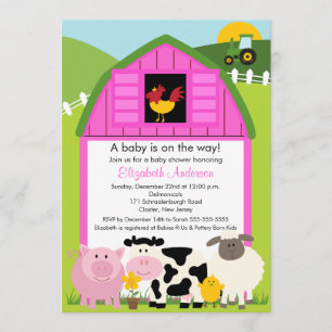 Convites Chá de fraldas De Animais De Barnyard Convidam Me