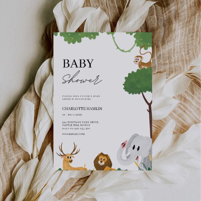 Convites Chá de fraldas de Animais de Casamento (Wedding Animals Baby Shower Invitation)