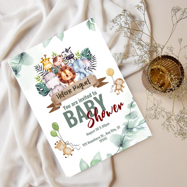 Convites Chá de fraldas De Animais Safari Aestéticos Castan (Criador carregado)