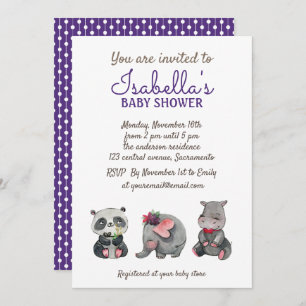 Convites Chá de fraldas De Animais Safari De Aquarela Doce