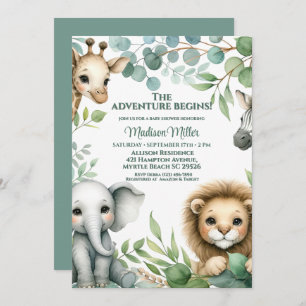 Convites Chá de fraldas De Animais Safari Neutro De Gênero 