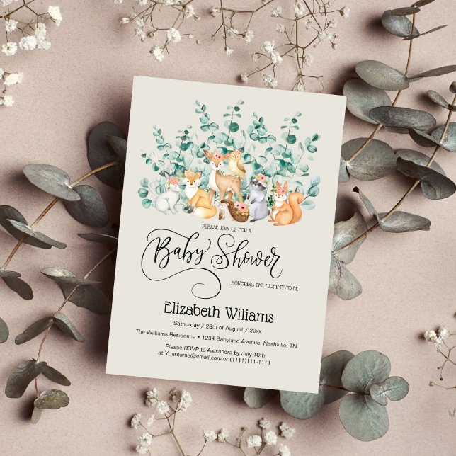 Convites Chá de fraldas de Animais Selvagens da Floresta de (Criador carregado)