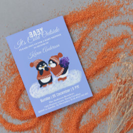 Convites Chá de fraldas de Aniversário da Pinguim-Inverno