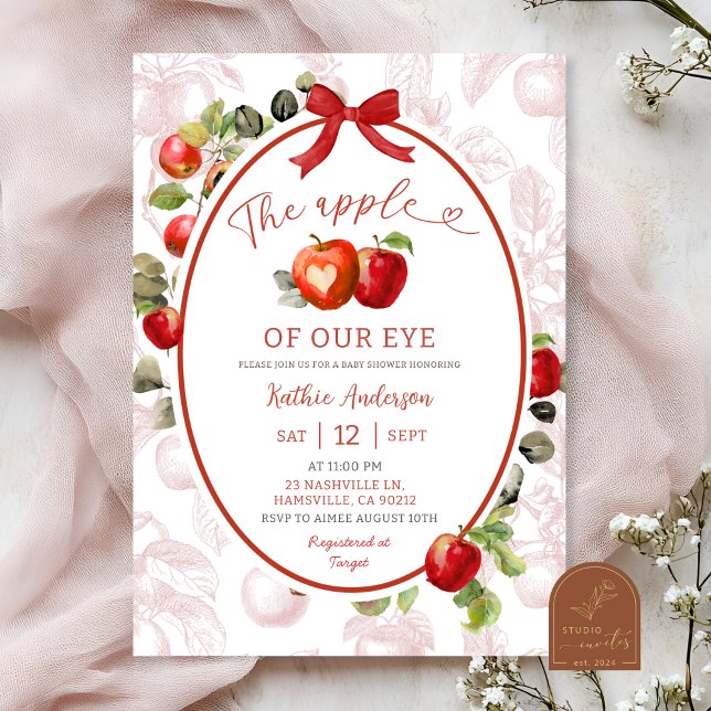 Convites Chá de fraldas de Apple de Toile de outono (Criador carregado)