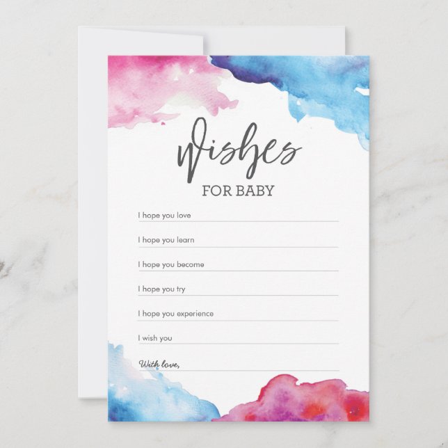 Convites Chá de fraldas de apresentação azul e rosa Deseja  (Frente)