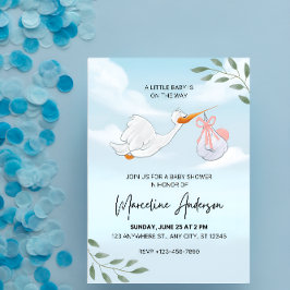Convites Chá de fraldas de Aquarela Azul e Branco