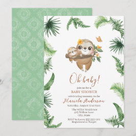 Convites Chá de fraldas de Aquarela com Lama Verde