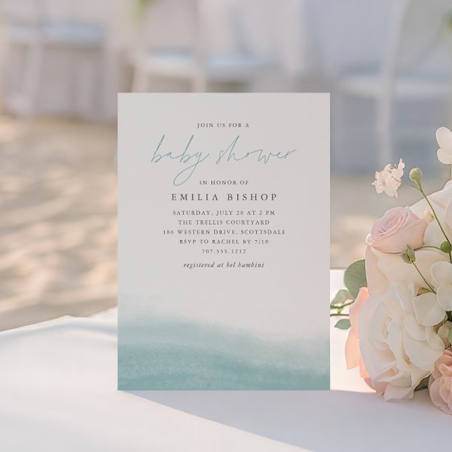 Convites Chá de fraldas de Aquarela Costeira das Marés (Criador carregado)