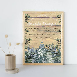 Convites Chá de fraldas de Aquarela da Floresta de Madeira 