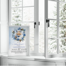 Convites Chá de fraldas de Aquarela da Fox de inverno