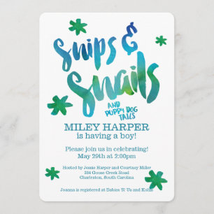 Convites Chá de fraldas de Aquarela de Atiradores e Caracói