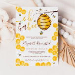 Convites Chá de fraldas de aquarela de colmeia de abelha<br><div class="desc">Um chá de fraldas de aquarela bonito e adorável,  pintado com abelhas laranja,  amarelas e marrons,  favelas de mel,  colmeias e moderna caligrafia. O que será?!</div>