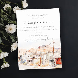 Convites Chá de fraldas de Aquarela de El Paso Texas City S