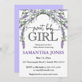 Convites chá de fraldas de aquarela de eucalipto lavanda in