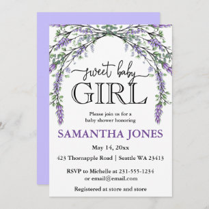 Convites chá de fraldas de aquarela de eucalipto lavanda in