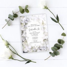 Convites Chá de fraldas de Aquarela de Flor Branco