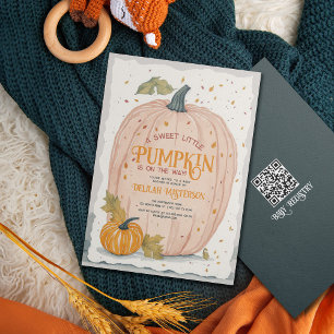 Convites Chá de fraldas De Aquarela De Pumpkin Doce