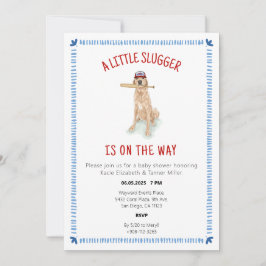 Convites Chá de fraldas de Aquarela de Retriever do Ouro Ba