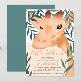 Convites chá de fraldas de aquarela de safari de selva