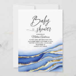 Convites Chá de fraldas de aquarela de textura de álcool az