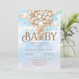 Convites Chá de fraldas de aquarela de ursinho moderno