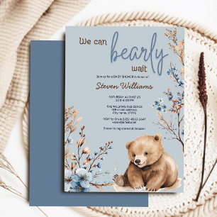 Convites Chá de fraldas de aquarela de urso bonito