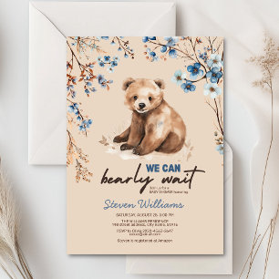Convites Chá de fraldas de aquarela de urso bonito