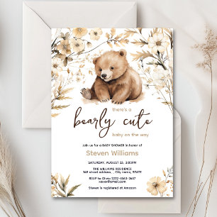 Convites Chá de fraldas de aquarela de urso bonito
