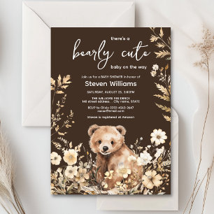 Convites Chá de fraldas de aquarela de urso bonito
