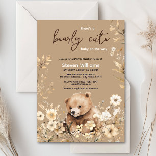 Convites Chá de fraldas de aquarela de urso bonito