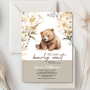 Convites Chá de fraldas de aquarela de urso bonito