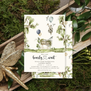 Convites Chá de fraldas de Aquarela do Coração de Espera Ót