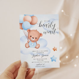 Convites Chá de fraldas de Aquarela do Urso de Teddy