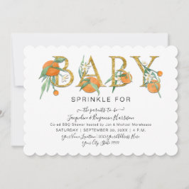 Convites Chá de fraldas de Aquarela Dourada Glitter de Lara